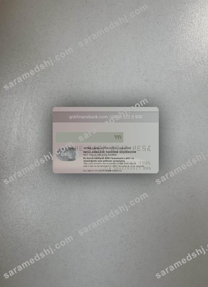 Turkey QNB Finansbank Card photolook back